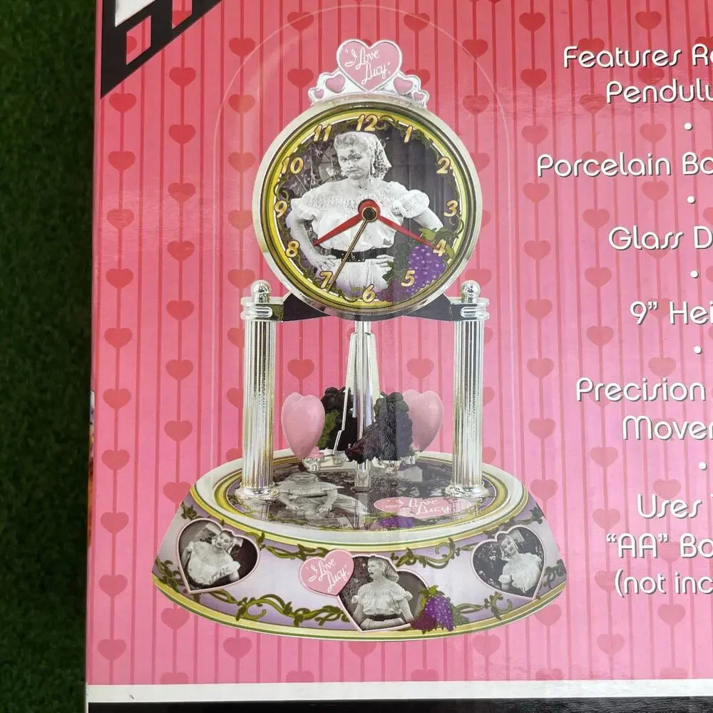 I Love Lucy Anniversary Clock Porcelain Base & Dial Glass Dome